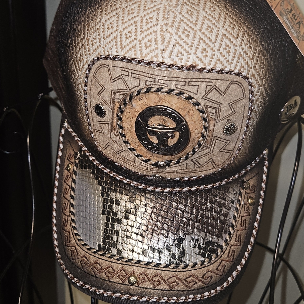 Men's Brown Metallic Western Cap with Embossed Medallion